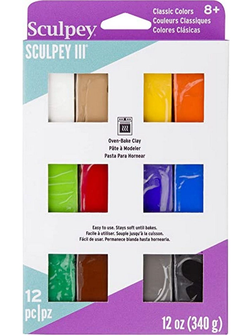 Sculpey Sculpey III Polymer Clay Pack of 12pcs 340g